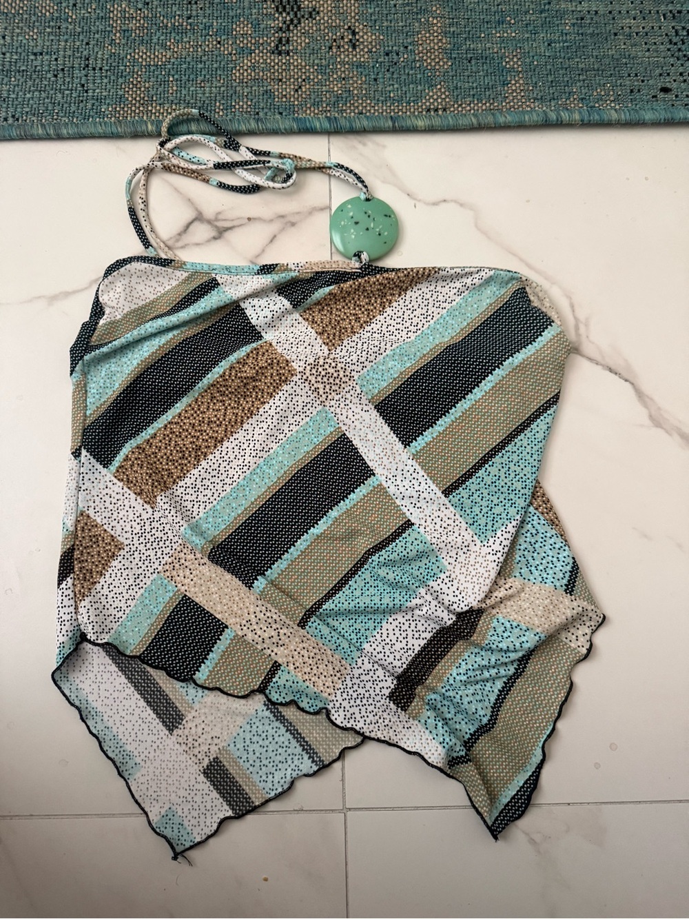 y2k asymmetrical halter top